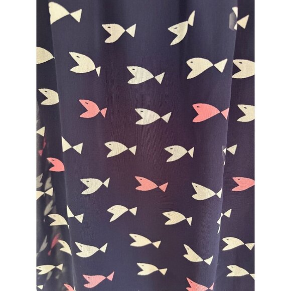 Maison Jules Fish Novelty Print Adjustable Strap Navy Blue Dress Small - Picture 3 of 4
